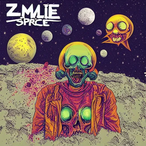 Prompt: Liminal space in outer space, the zombie’s album cover art!!