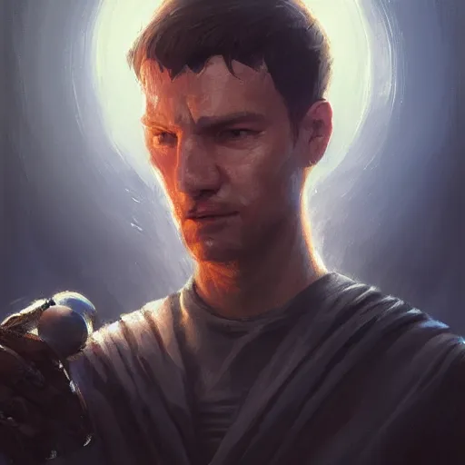 Image similar to portrait o kevin tillie holding a volley ball by greg rutkowski, jedi knight, he is 3 5 years old, star wars expanded universe, wearing imperial gear,, highly detailed portrait, digital painting, artstation, concept art, smooth, sharp foccus ilustration, artstation hq