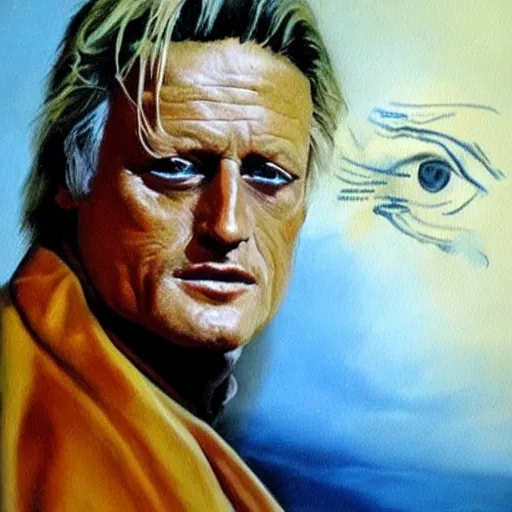 Image similar to portrait of rutger hauer, painting by salvador dali, concept art, masterpiece