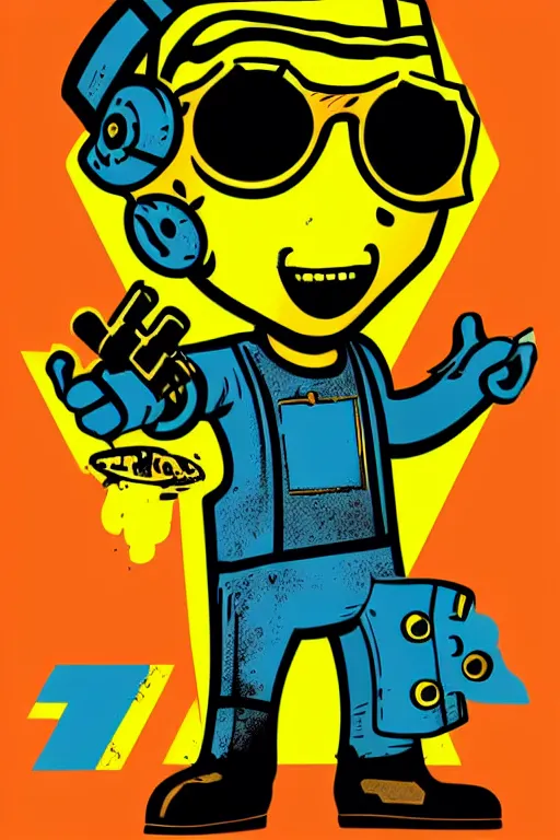 Image similar to fallout 7 6 retro futurist illustration art by butcher billy, sticker, colorful, illustration, highly detailed, simple, smooth and clean vector curves, no jagged lines, vector art, smooth andy warhol style