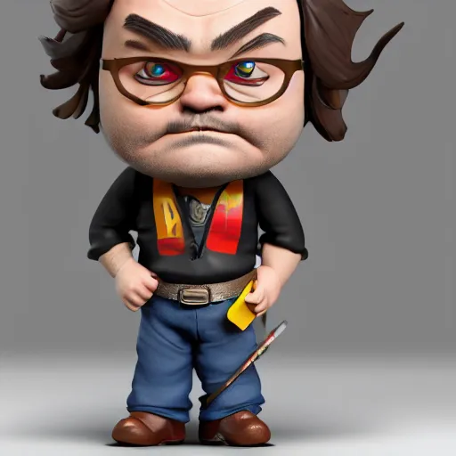 Image similar to jack black chibi action figure, centered, well lit 3 d render, unreal engine, octane render, trending on artstation