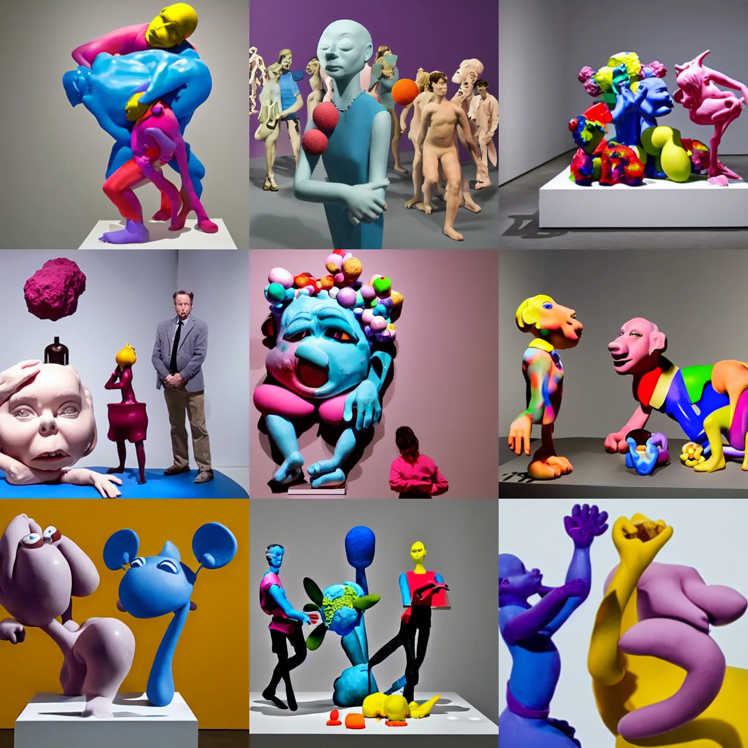 Image similar to a claymation film still of a contemporary sculpture / collection / contemporary art / gallery / museum / claymation by jeff koons