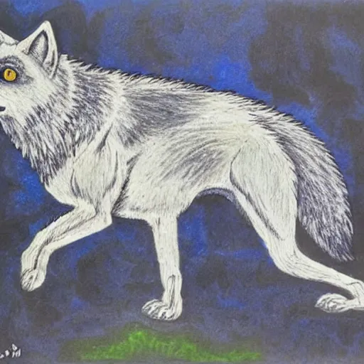 Prompt: retarded wolf pooping, expressionism