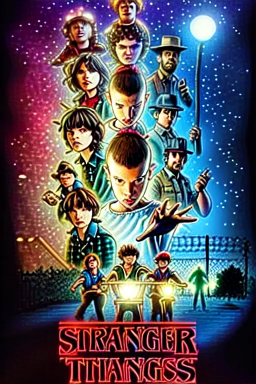 Midjourney prompt: poster stranger things season 5 pizza - PromptHero