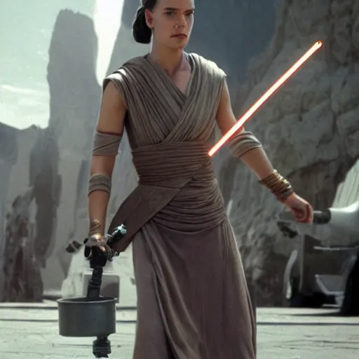 Prompt: rey skywalker as a sanitation worker