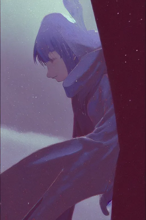 Image similar to a portrait of the sapphire herald in an elegant winter sweater, by makoto shinkai, by akihiko yoshida, by zdzislaw beksinski, by dariusz zawadzki, artbook, tone mapped, deep blues, shiny, soft lighting