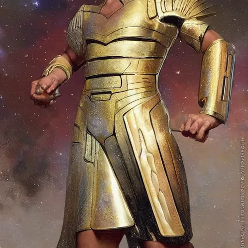 Image similar to STAR TREK shiny armor designed in ancient Greece, (SFW) safe for work, photo realistic illustration by greg rutkowski, thomas kindkade, alphonse mucha, loish, norman rockwell