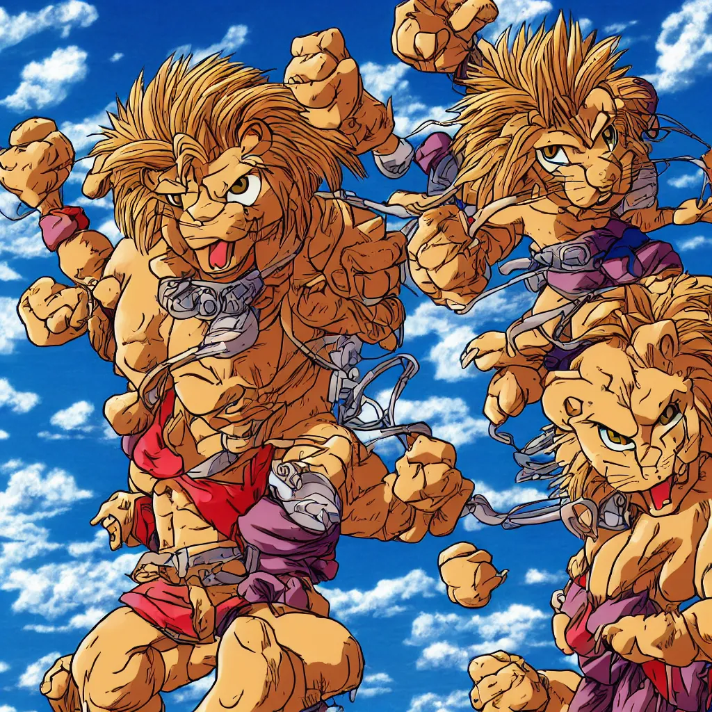 Image similar to lion character by akira toriyama, manga, 4 k