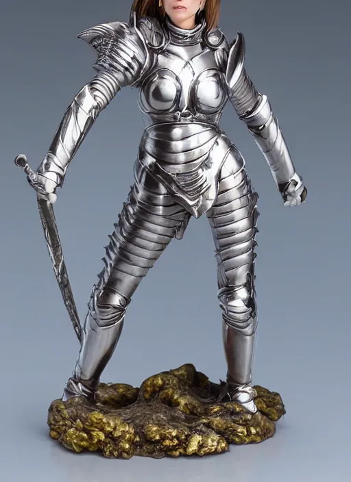 Image similar to 80mm, resin detailed model figure of a female wearing a silver seashell armor