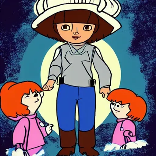 Image similar to Michael Myers as Dora the explorer