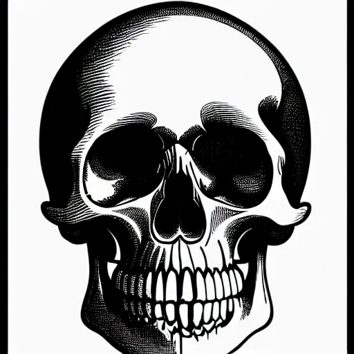 Image similar to one anatomical skull on white background, art by james o barr and albrecht durer, woodblock print, engraved, black and white, vector, vector art