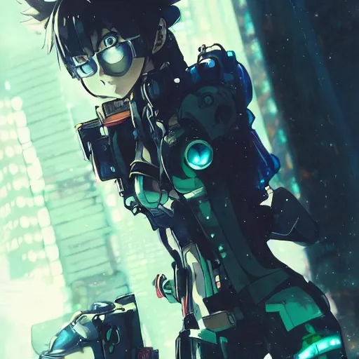 Prompt: portrait of anime girl in mechanic armor in night tokyo by makoto sinkai, my hero academia, cyberpunk, intricate background, greg rutkowski, perfect face, fine details