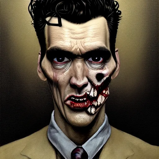 Image similar to portrait of a slim of morrissey as a zombie with a quiff, 7 days to die zombie, fine art, award winning, intricate, elegant, sharp focus, cinematic lighting, rimlight, digital painting, 8 k concept art, art by z. w. gu, art by brom, art by michael hussar, 8 k