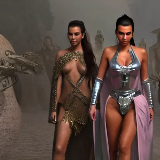 Image similar to victoria justice with kim kardashian body as princess padme in star wars episode 3, 8 k resolution, cinematic lighting, anatomically correct