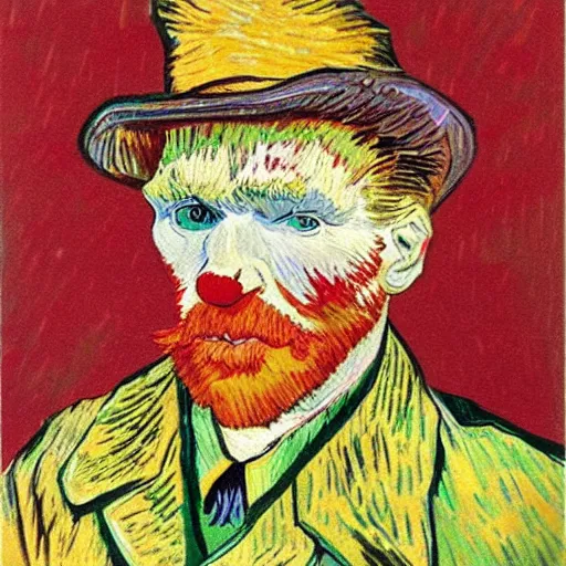 Image similar to communist clown, van gogh style