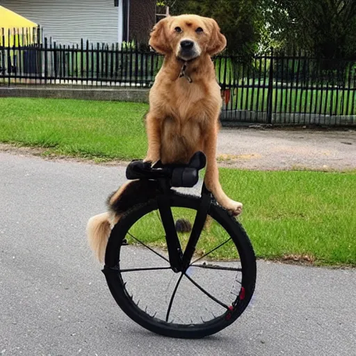 Prompt: A dog riding an unicycle