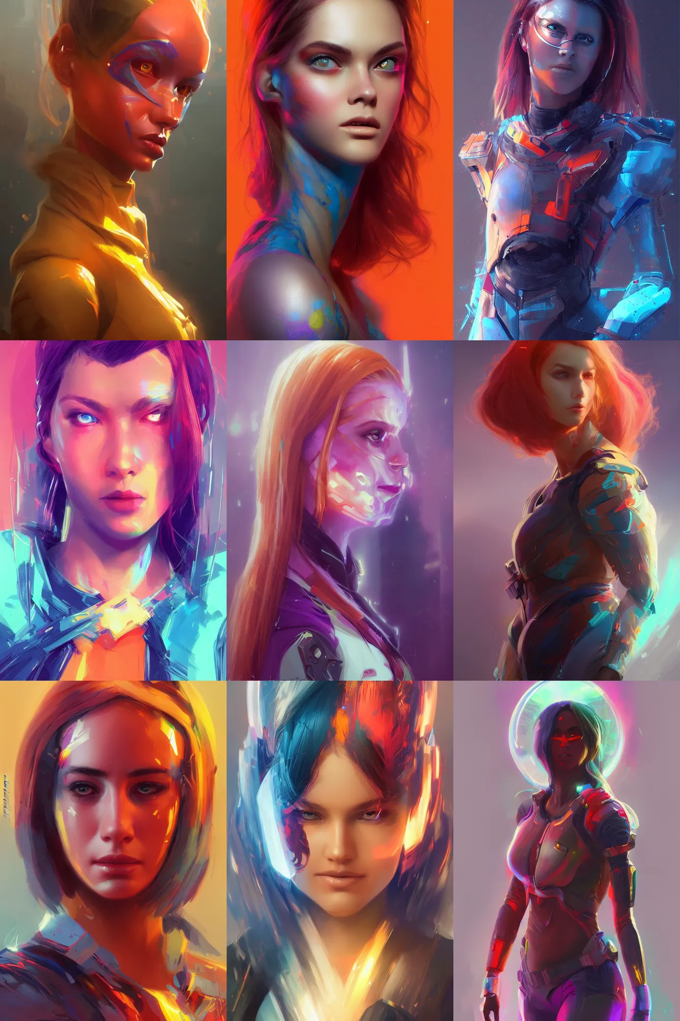 Prompt: full portrait view high quality realistic cinematic digital concept art of a young woman dressed in stylish vibrant future clothing with face visible by artgerm and greg rutkowski and marc simonetti, artstation trending, vibrant colour and blank background,