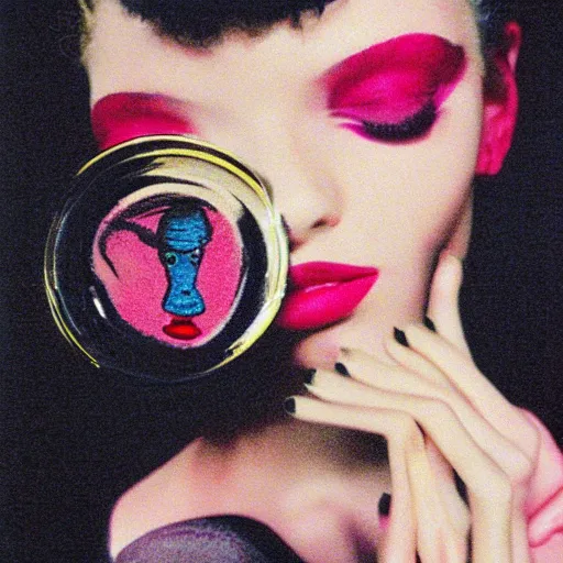 Image similar to portrait of an alien with lipstick, kodak, detailed, vogue magazine