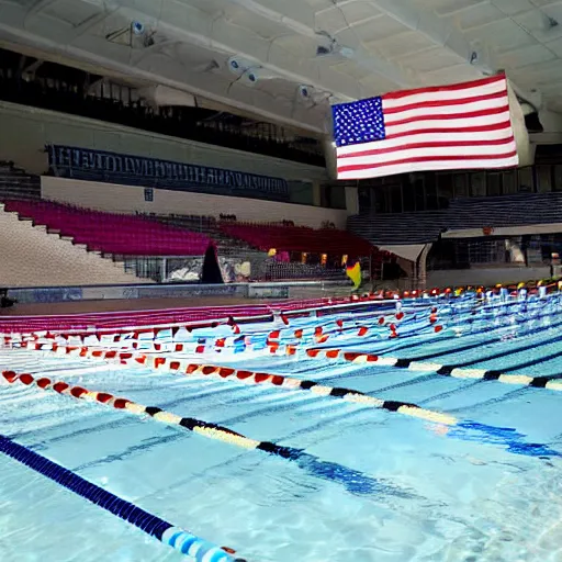 Prompt: olympic swimming pool filled with sour cream