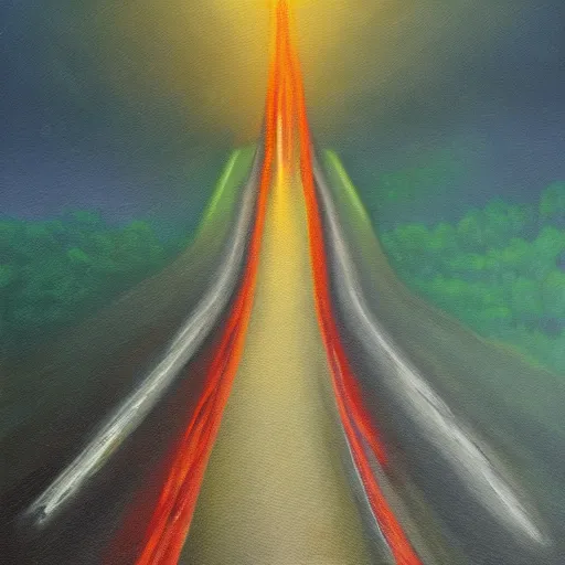 Prompt: a highway to hell, oil painting, highly detailed.