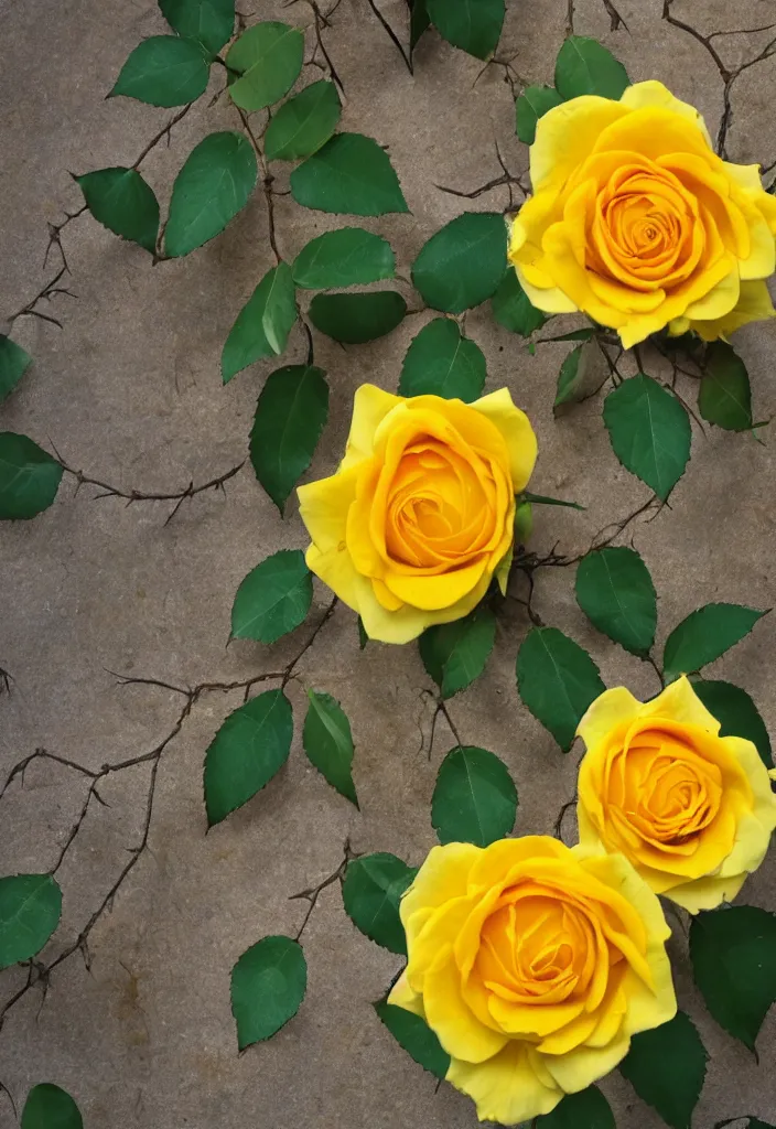 Image similar to a beautiful yellow rose with blood - stained thorns