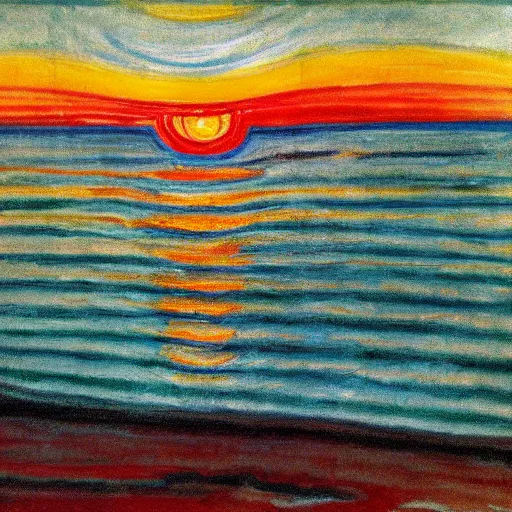 Image similar to sunset in the style of edvard munch