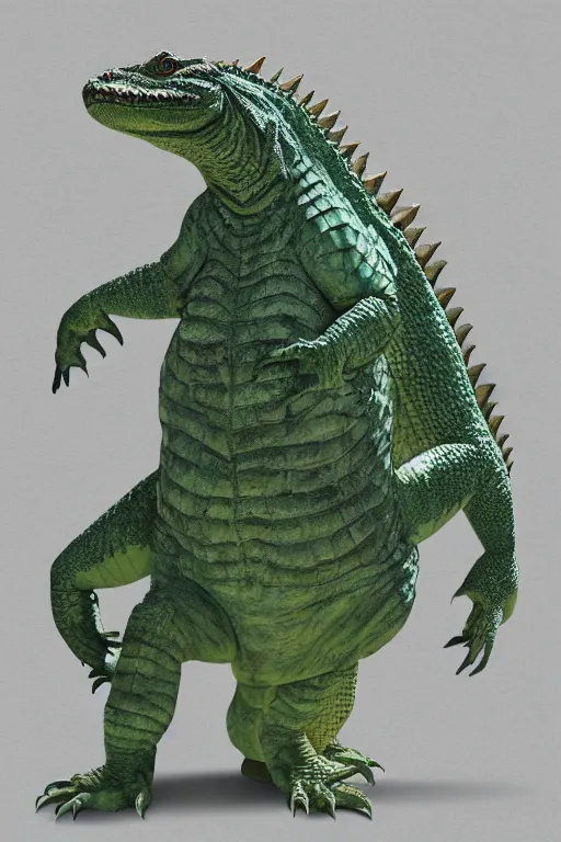Image similar to Godzilla, kaiju, sea creature, crocodile, iguana, sharp teeth, scary look, angry