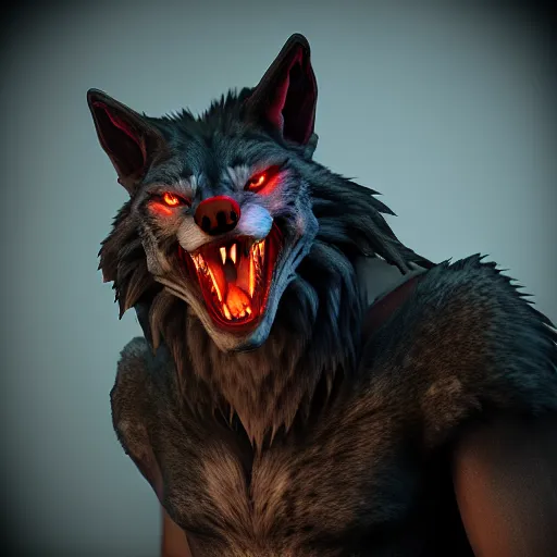 Image similar to werewolf from van helsing unreal engine hyperreallistic render glow 8k