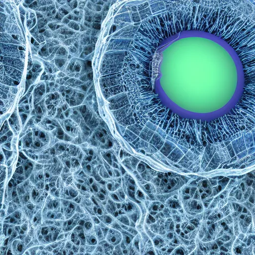 Prompt: 3 d concept render of eukaryotic cell molecular pore, solved with cryo - em