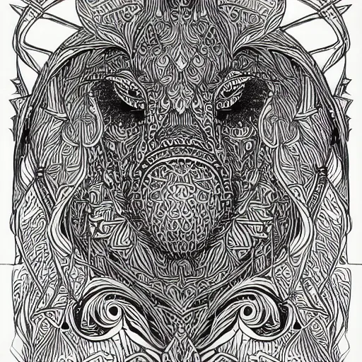 Image similar to clean simple line art of a beautiful new creature from folklore. no background. well composed, clean coloring book page, beautiful detailed art. coloring book line art by greg rutkowski and johanna basford and