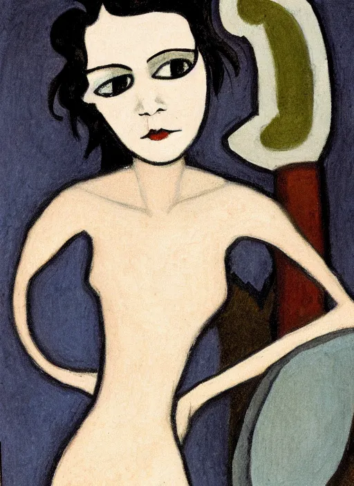 Image similar to a portrait of a pretty sewer punk young lady by alice bailly