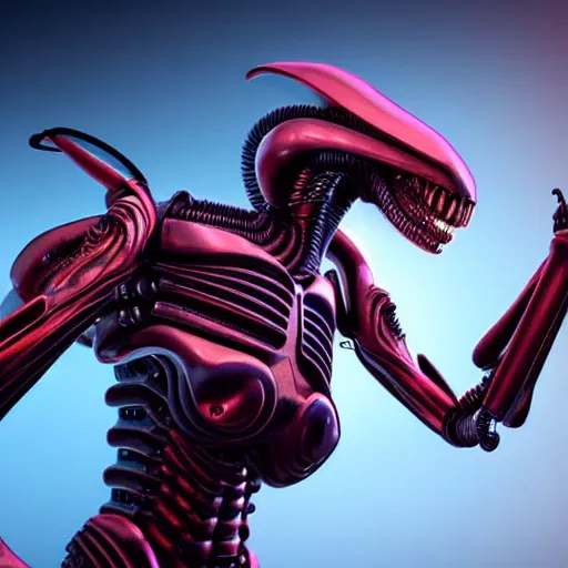 Image similar to futuristic xenomorph alien robot, highly detailed, photorealistic shot, bright studio setting, studio lighting, crisp quality and light reflections, unreal engine 5 quality render