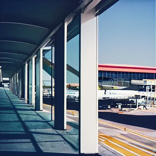 Prompt: “airport photography, various subjects, cinestill 800t, in the style of William eggleston”