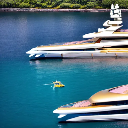 gold plated mega yacht with two swimming pools and a | Stable Diffusion ...