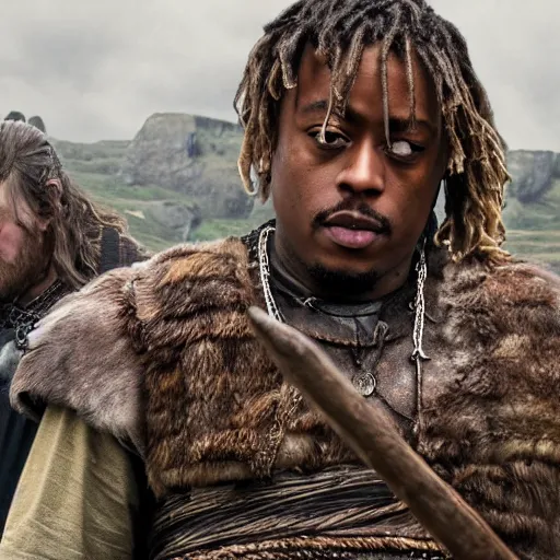 Image similar to juice wrld in Vikings very detailed 4k quality super realistic