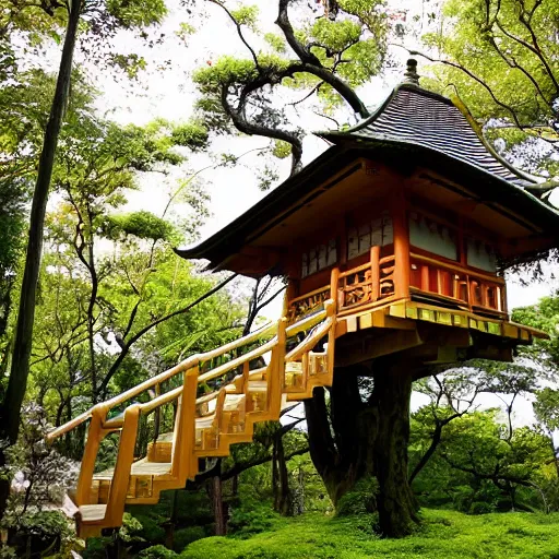 Prompt: a japanese tree house