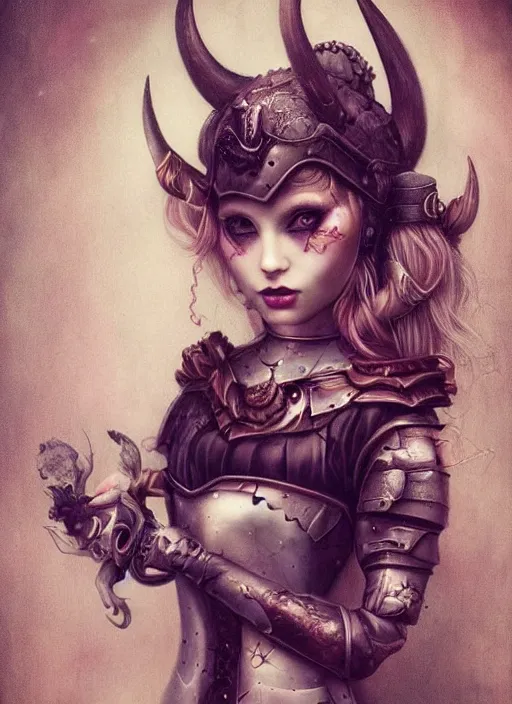 Image similar to pop surrealism, lowbrow art, realistic viking painting, armor, hyper realism, muted colours, rococo, natalie shau, loreta lux, tom bagshaw, mark ryden, trevor brown style,