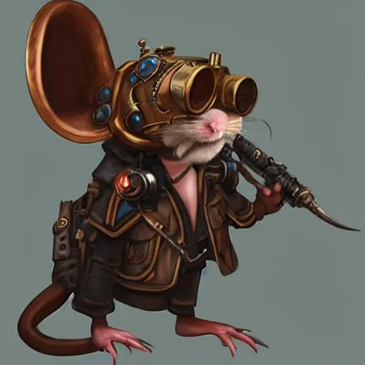 Prompt: a rat with steampunk googles, by Blizzard Concept Artists