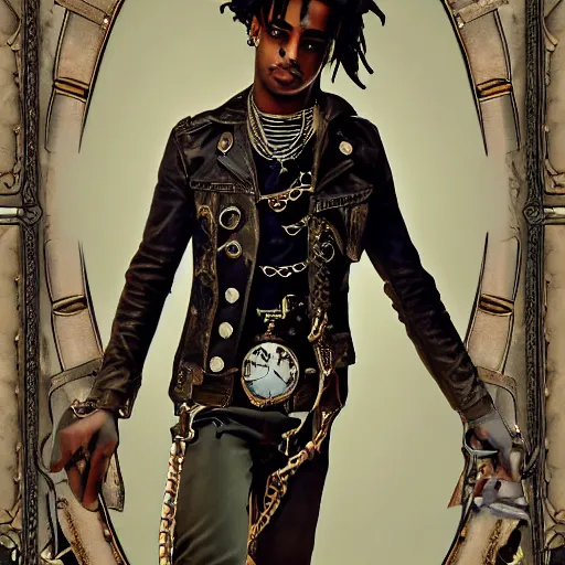 Image similar to playboi carti in steampunk style digital art 4 k the detailed super realistic