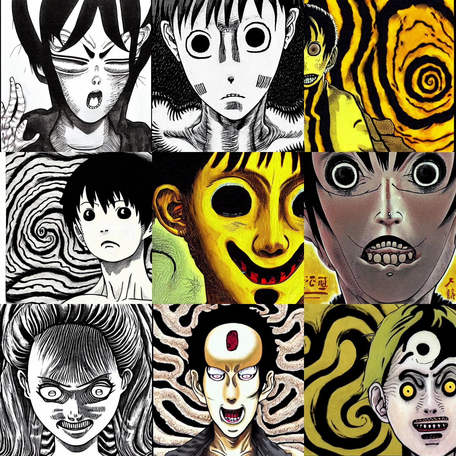 junji ito manga characters colorful, Stable Diffusion