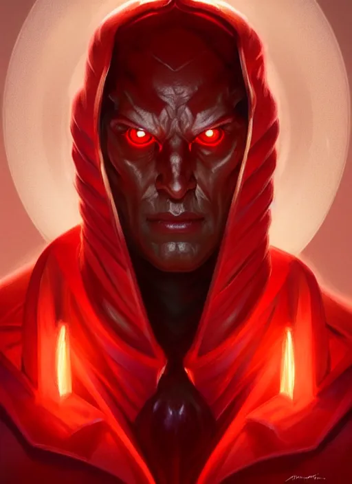 Prompt: symmetry!! portrait of a evil man, glowing red eyes!! muscular, robes! intricate, elegant, highly detailed, digital painting, artstation, concept art, smooth, sharp focus, illustration, art by artgerm and greg rutkowski and alphonse mucha