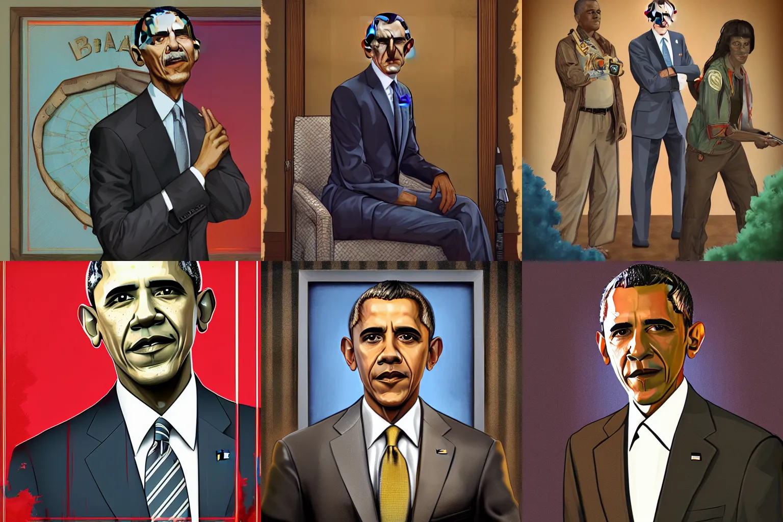 Prompt: Barack Obama portrait in Disco Elysium, Disco Elysium style