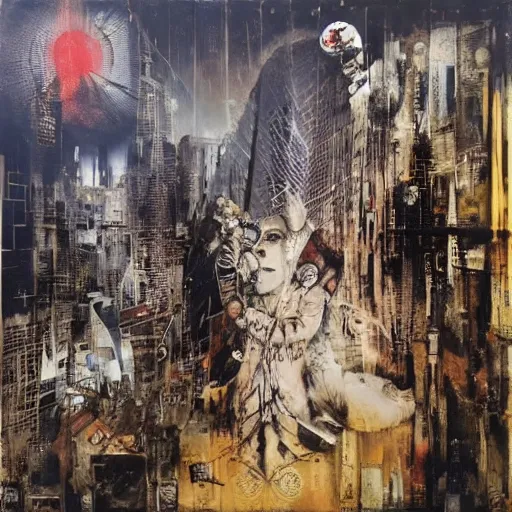 Image similar to the city by karol bak, banksy, simon bisley, guy denning, mimmo rotella, ravi zupa