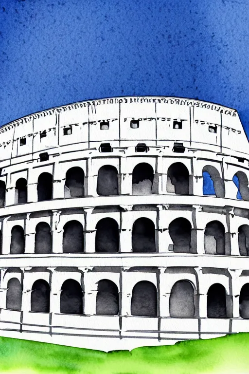 Image similar to minimalist watercolor art of the colosseum in rome, illustration, vector art