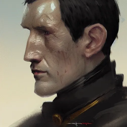 Image similar to portrait of a man by greg rutkowski, great admiral thrawn from star wars, blue skin, short black hair in military style, tall, star wars expanded, universe, he is about 5 0 years old, wearing white colored imperial admiral uniform, artstation hq