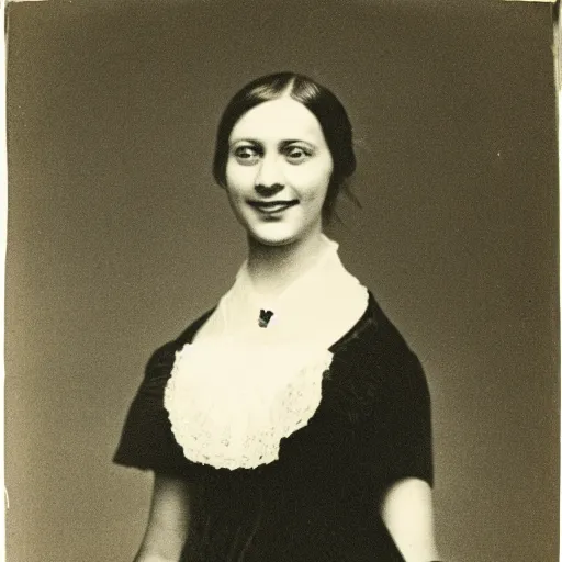 Image similar to representation of a young woman with a happy face in the year 1835 photo taken by William Henry Fox Talbot
