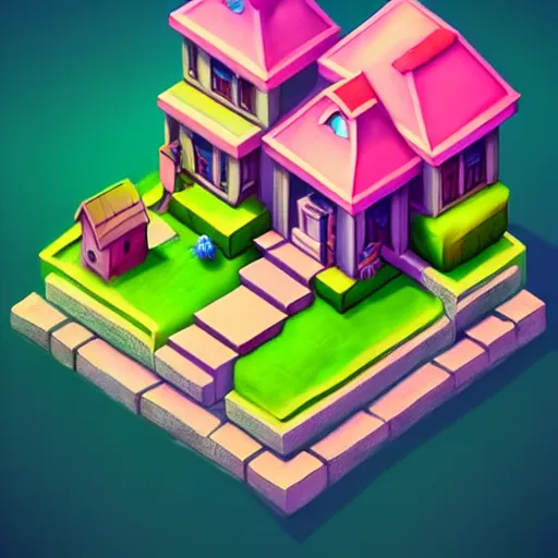 Prompt: Isometric 3D Fantasy Cute House, 3D Illustration, game art, very realistic, no background, 4k, 3D character, very colourful, cinematic lighting, soft neon, CGI render, trending on Behance