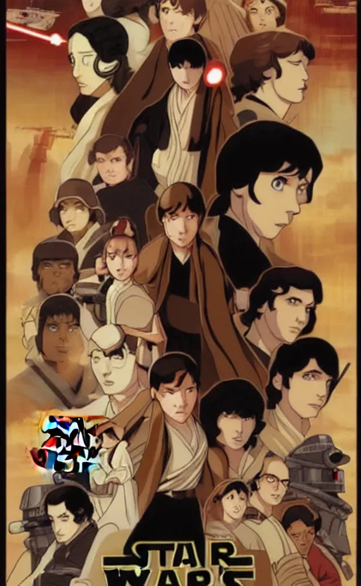 Prompt: Star Wars Poster, anime, style of Satoshi Kon,