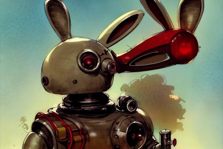 Image similar to adventurer ( ( ( ( ( 1 9 5 0 s retro future robot android rabbit. muted colors. ) ) ) ) ) by jean baptiste monge!!!!!!!!!!!!!!!!!!!!!!!!! chrome red