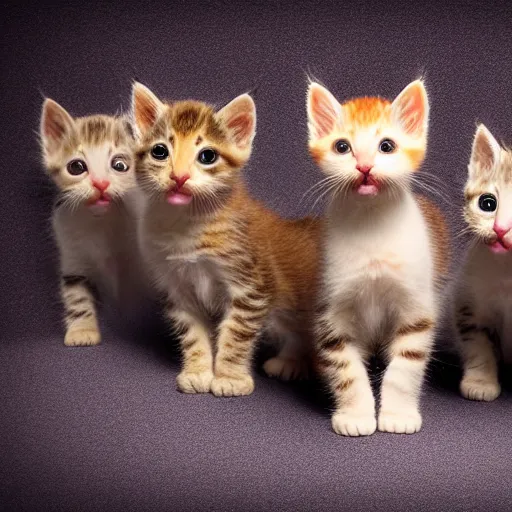 Image similar to an amazing award winning photo of kittens singing in a mic, very detailed and sharp, 4k hdr, masterpiece